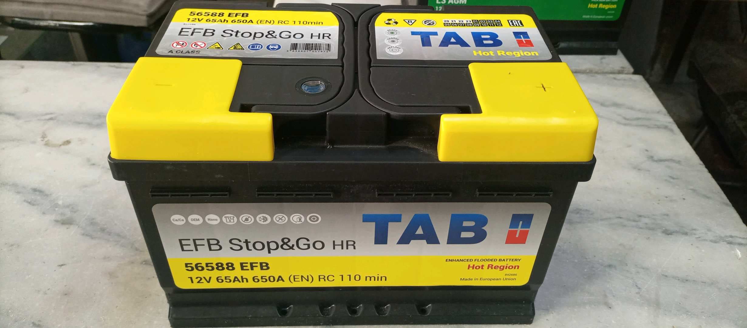 بطارية محرك TAP EFB STOP&GO 12V - 65AH 650A + كفالة سنة كاملة thumbnail 2